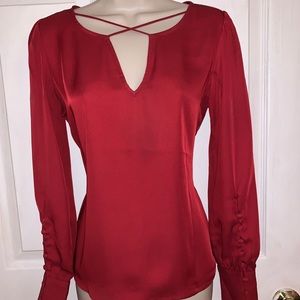 COPY - Express Cross Front Large Button-Cuff Blouse